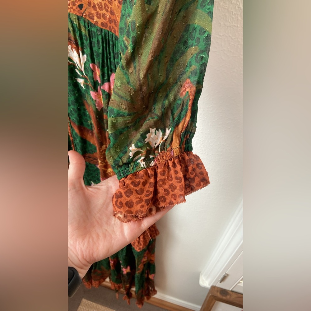 FARM Rio Mix Wild Leopards Green Maxi Dress Size XS - Picture 5 of 9
